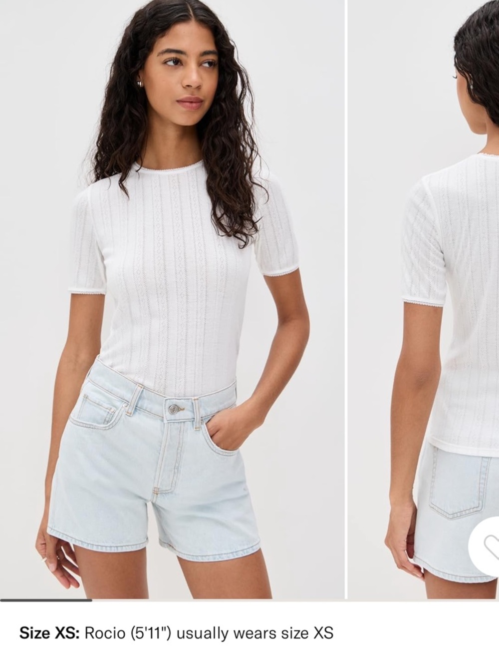 NWT Anine Bing White Short-Sleeve Pointelle Knit Top xs